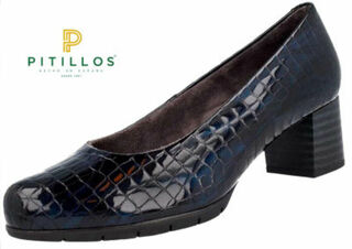 Please Navy Croc Patent